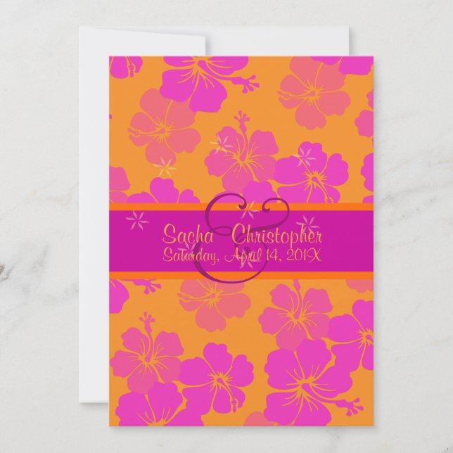 Invitación PixDezines de fondo diy, hibisco rosa de pasión (Anverso)