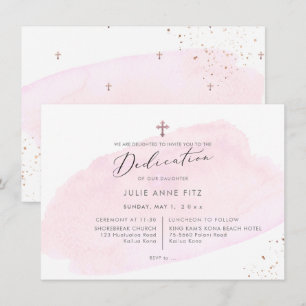 Invitación PixDezines Dedicación Acuarela Rosa