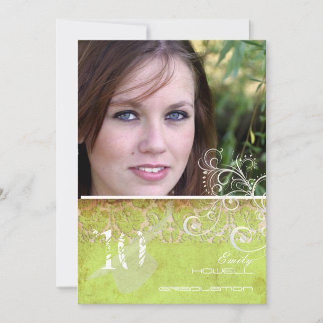 Invitación PixDezines Desiree Damask/Foto Personalizada de Gr (Anverso)