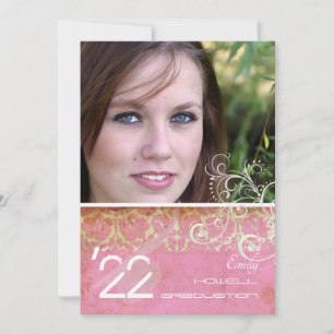 Invitación PixDezines Desiree Damask/Vintage+Rosa
