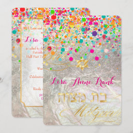 Invitación PixDezines deslumbrados/arco iris/mitzvah murciéla