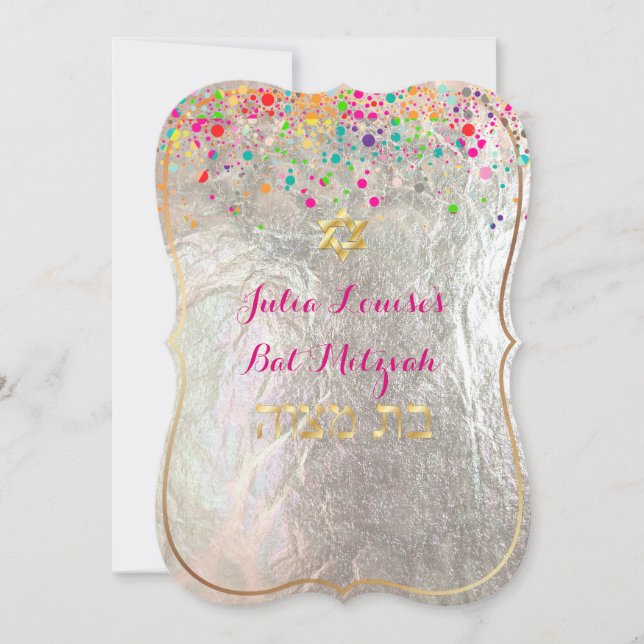 Invitación PixDezines deslumbró/bar mitzvah arcoíris (Anverso)