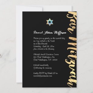 Invitación PixDezines deslumbró/escritura dorada/bar mitzvah