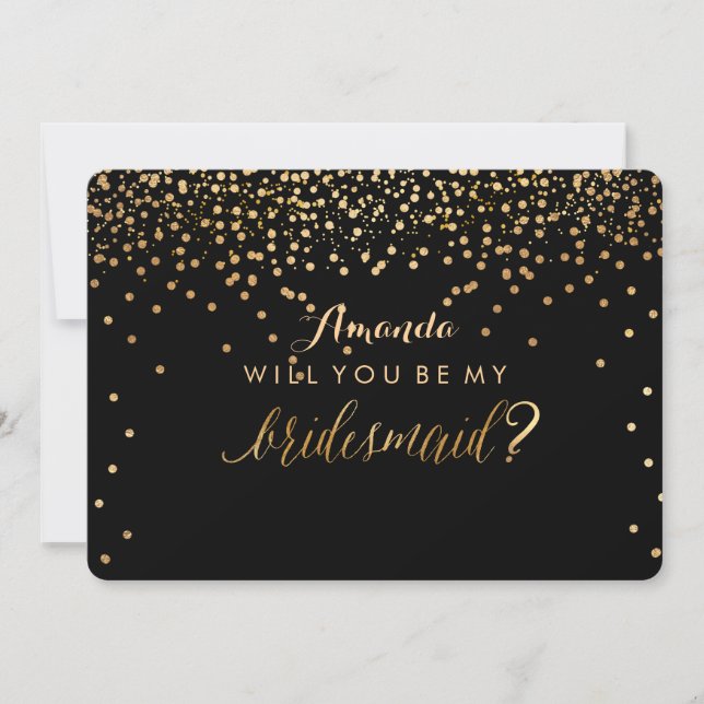 Invitación PixDezines Deslumbró Faux Gold Will You... Bridesm (Anverso)