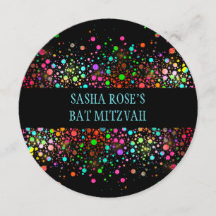 Invitación PixDezines deslumbró/Neón manchas/Bat Mitzvah