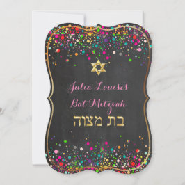 Invitación PixDezines deslumbró pizarra/arcoíris/bar mitzvah