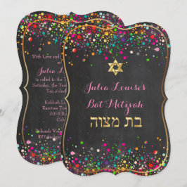 Invitación PixDezines deslumbró pizarra/arcoíris/bar mitzvah