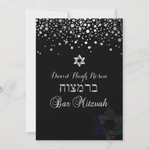 Invitación PixDezines deslumbró plata/Bar Mitzvah/púrpura