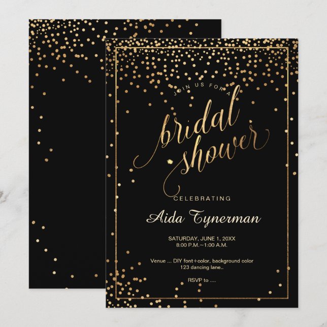Invitación PixDezines Despedida de Soltera Confeti Falso Dora (Anverso / Reverso)