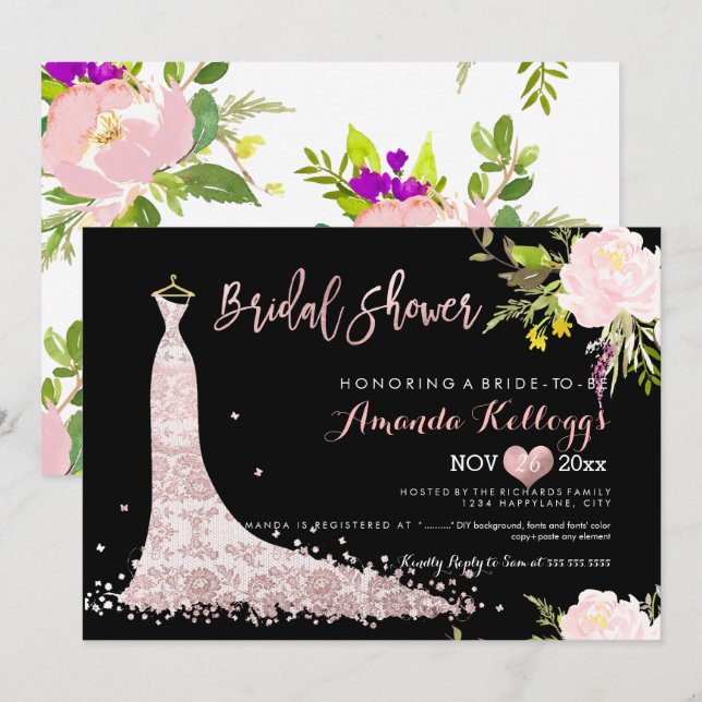 Invitación PixDezines Despedida de Soltera Floral de Primaver (Anverso / Reverso)