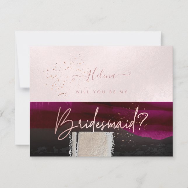 Invitación PixDezines Dhalia Red Rubor Will You .. Bridesmaid (Anverso)