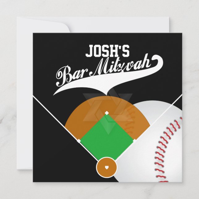 Invitación PixDezines ✡ Diamante de Béisbol/ Bar Mitzvah (Anverso)