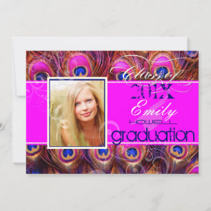 Invitación PixDezines diy 2012 Grads, pavo real rosa