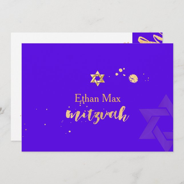 Invitación PixDezines DIY color/ Script elegante/ Bar Mitzvah (Anverso / Reverso)