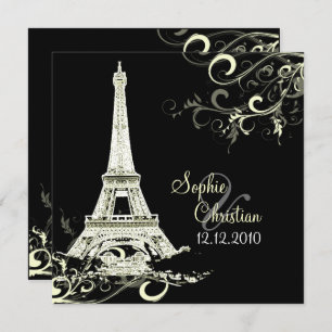 Invitación PixDezines DIY LA TOUR EIFFEL+SWIRLS/LUXE PAPER