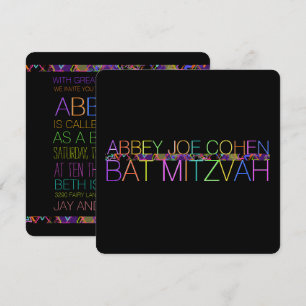 Invitación PixDezines DIYcolors/neon/bat mitzvah