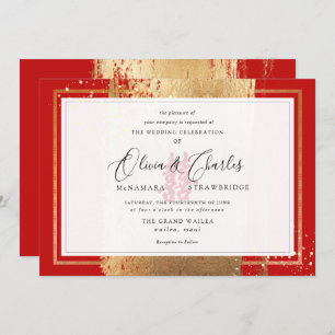 Invitación PixDezines doble felicidad, falso oro