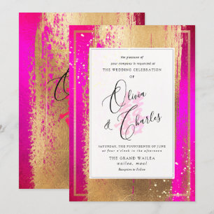 Invitación PixDezines Doble Felicidad, Falso Oro Rosa Calient