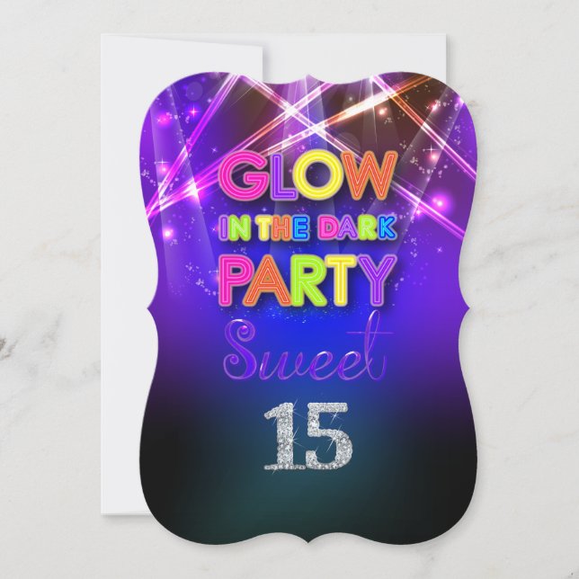 Invitación PixDezines Dulces 15/fiesta Glow (Anverso)