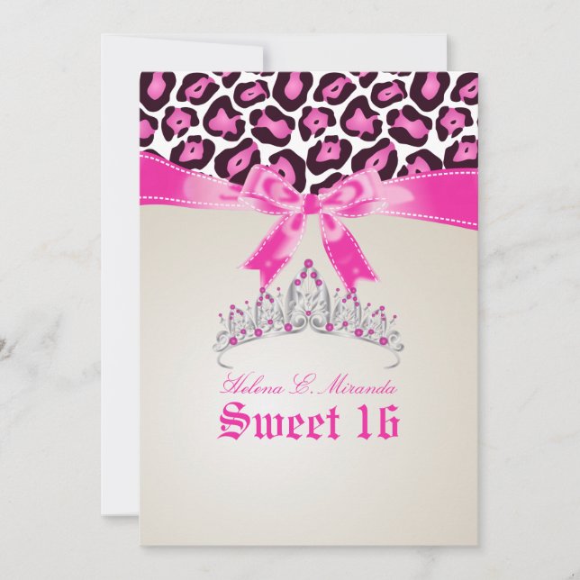Invitación PixDezines Dulces 16/rosa jaguar (Anverso)