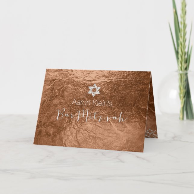 Invitación PixDezines elegante bar de fotos mitzvah/faux Reli (Anverso)