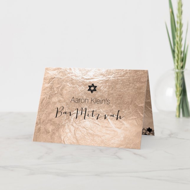 Invitación PixDezines elegante bar de fotos mitzvah/faux Reli (Anverso)