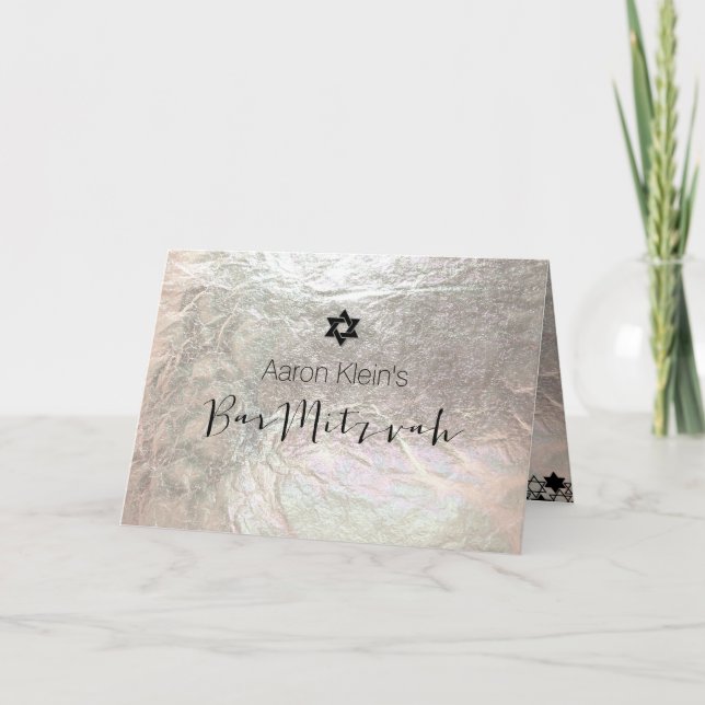Invitación PixDezines elegante bar de fotos mitzvah/faux Reli (Anverso)