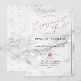 Invitación PixDezines Elegante Script, Marble+Faux Rosa Gold