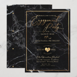 Invitación PixDezines Engagement Party Marble/Faux Gold