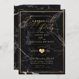 Invitación PixDezines Engagement Party Marble/Faux Gold