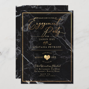 Invitación PixDezines Engagement Party Marble/Faux Gold