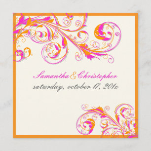 Invitación PixDezines enredaderas de viña coral+fuschia color