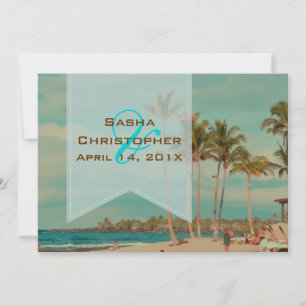 Invitación PixDezines Escena de playa vintage/Hualalai