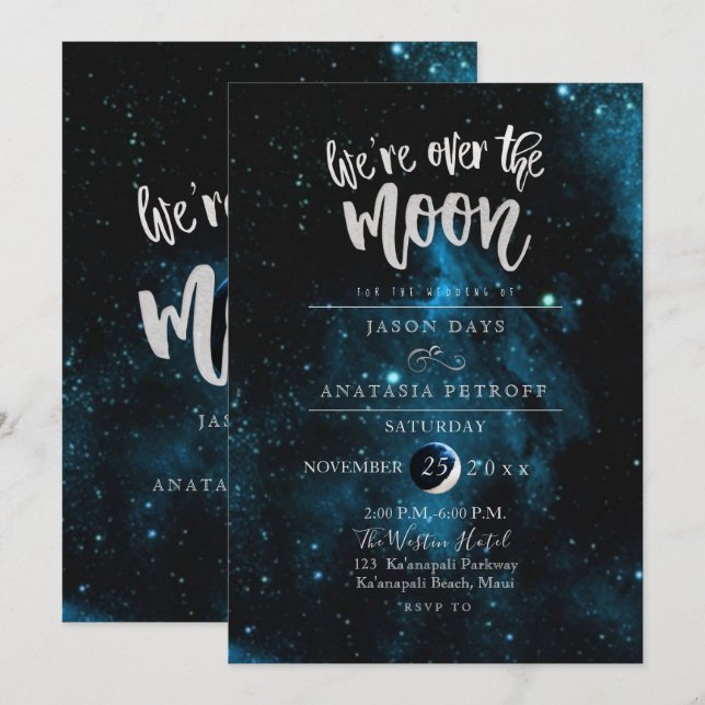Invitación PixDezines Estamos sobre el Boda de la luna (Anverso / Reverso)