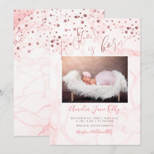 Invitación PixDezines Estrellas de oro rosa falsas, Nace una 