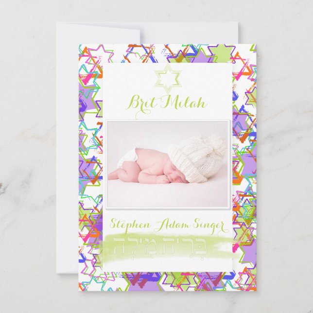 Invitación PixDezines estrellas grunge de brit milah (Anverso)