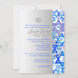 Invitación PixDezines estrellas mod/Bar Mitzvah/azul oscuro/p