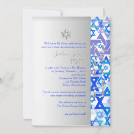Invitación PixDezines estrellas mod/Bar Mitzvah/azul oscuro/p