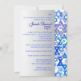 Invitación PixDezines estrellas mod/Bar Mitzvah/blue/silver