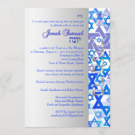 Invitación PixDezines estrellas mod/Bar Mitzvah/blue/silver
