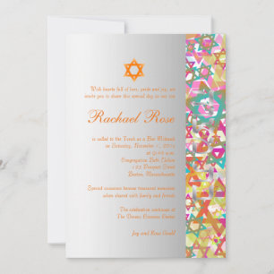 Invitación PixDezines estrellas mod/Bar Mitzvah/multicolor