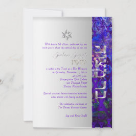 Invitación PixDezines estrellas mod/Bar Mitzvah/violet/plata