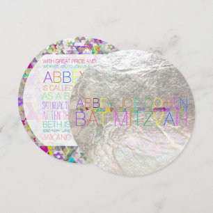 Invitación PixDezines estrellas psicodélicas/neón/mitzvah mur