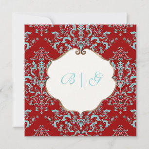 Invitación PixDezines Étienne Damask, fondo personalizable