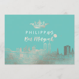 Invitación PixDezines Falso Plata NYC/Mitzvah/DIYcolor