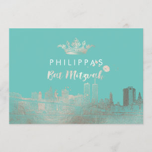 Invitación PixDezines Falso Plata NYC/Mitzvah/DIYcolor