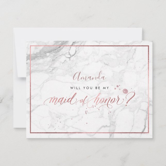 Invitación PixDezines Falso Rosa Dorado ¿Serás mi Dama de Hon (Anverso)