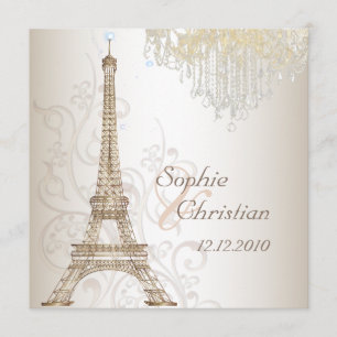 Invitación PixDezines Faux Bronze Torre Eiffel/Lámpara