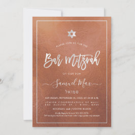 Invitación PixDezines Faux Copper+Platinum Bat Mitzvah