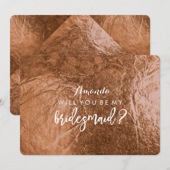 Invitación PixDezines Faux Copper Serás.. Bridesmaid (Anverso / Reverso)